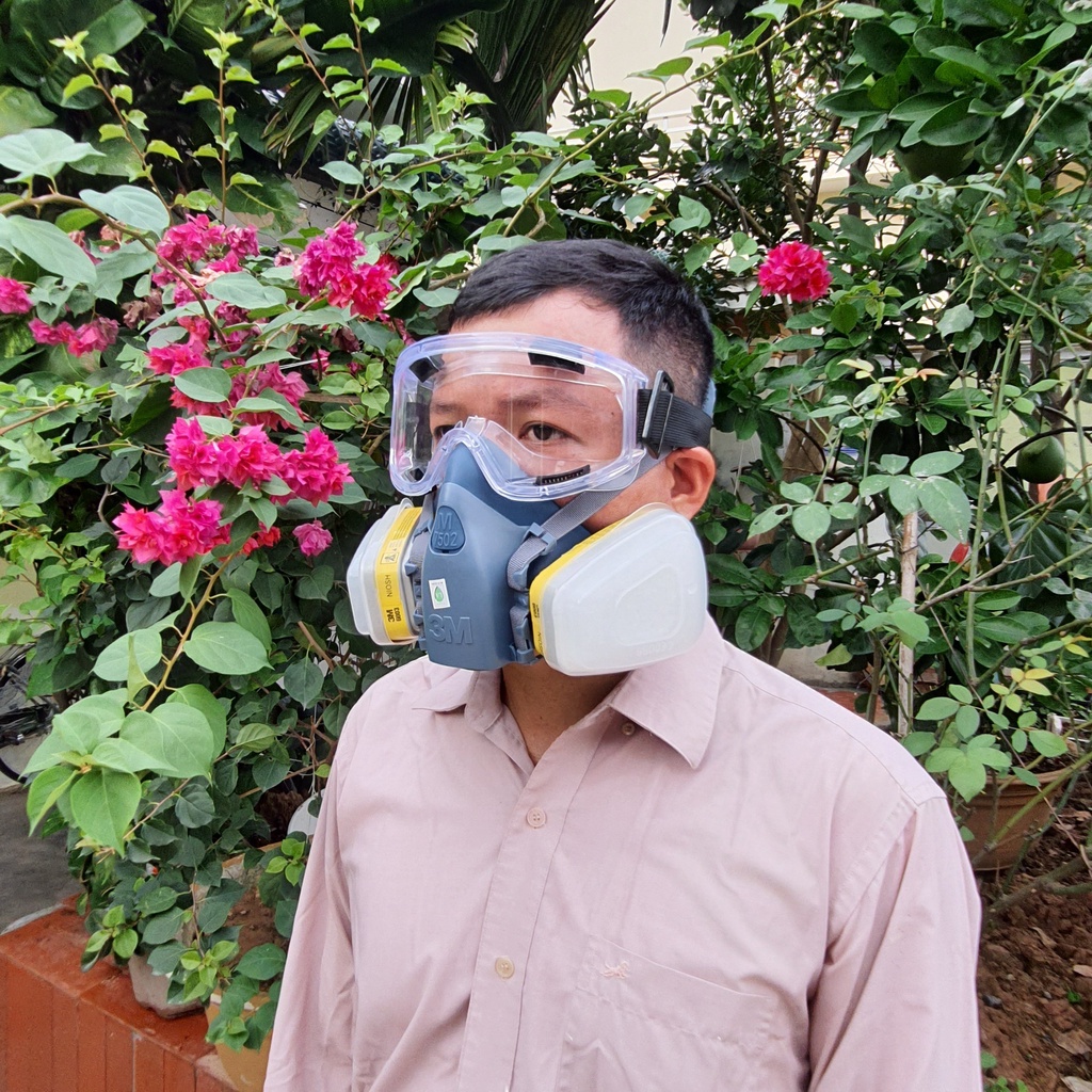Mặt Nạ Phòng Độc 3M7502 Phin Lọc 3M6003 Kèm Kính, Phun Hóa Chất,Hàn xì, Phun Sơn, Phun Thuoc Trừ Sâu, Chống Bụi Mịn