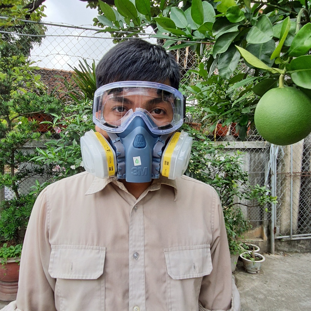 Mặt Nạ Phòng Độc 3M7502 Phin Lọc 3M6003 Kèm Kính, Phun Hóa Chất,Hàn xì, Phun Sơn, Phun Thuoc Trừ Sâu, Chống Bụi Mịn