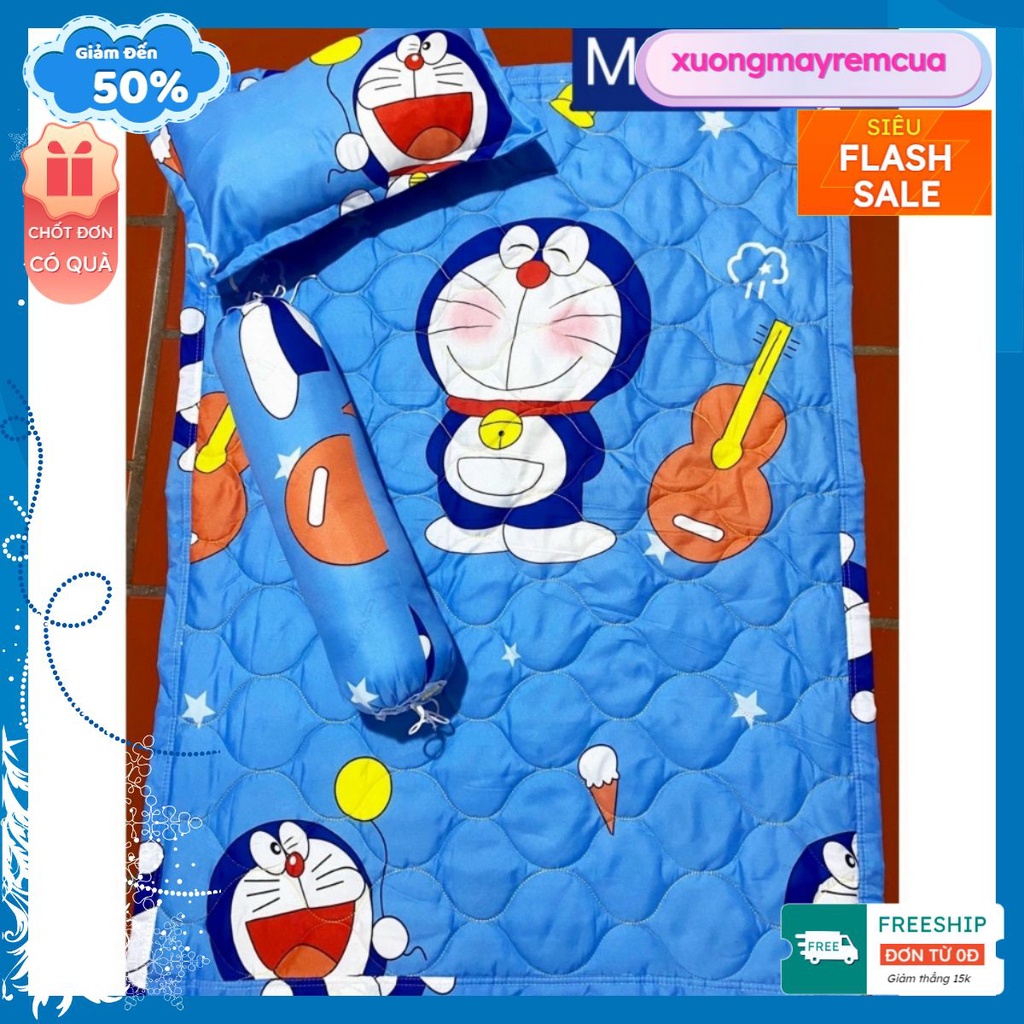 Set 5 Món Bộ Chăn Gối Cho Bé Đi Học Mầm Non Có Ruột Gối,mẫu doremon đàn