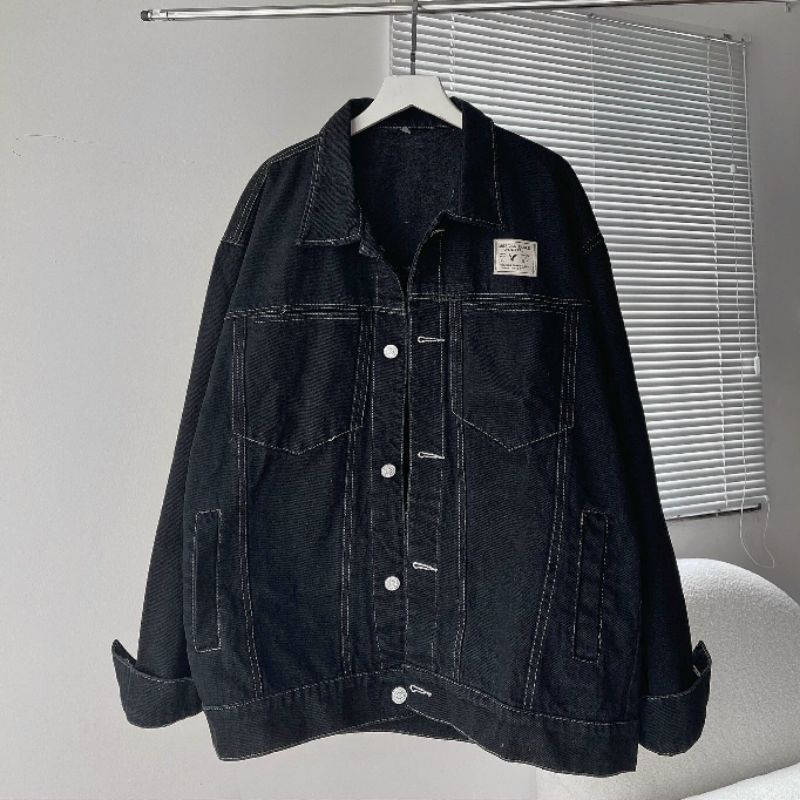 Áo Khoác Jean Unisex Size M L - Halinh shop - Áo Khoác Bò Cúc Kim Loại Túi Ngực Hàng QCCC