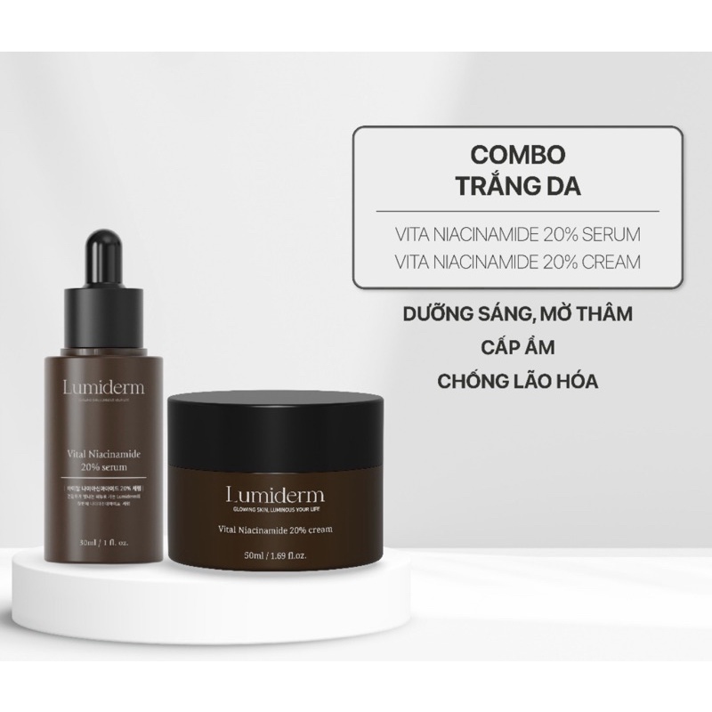 COMBO 1 SERUM B3 NIACINAMIDE 20% + 1 KEM ĐÊM B3 NIACINAMIDE 20% LUMIDERM