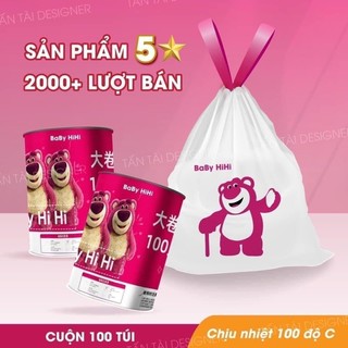 Túi đựng rác siêu dai cuộn 100 túi hình gấu dâu cute