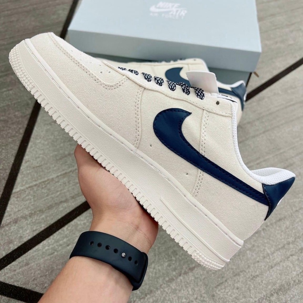 Giày Canvas Navy, Giày Thể Thao Vải Canvas Vệt Than Phối Đồ Nam Nữ Hot Trend 2022 - Full Bill Box