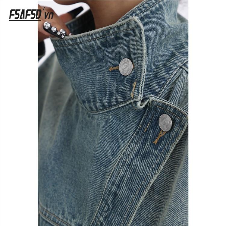 Áo Khoác Denim Dáng Rộng Phong Cách Retro Mỹ Thời Trang Mùa Xuân Mới 2023