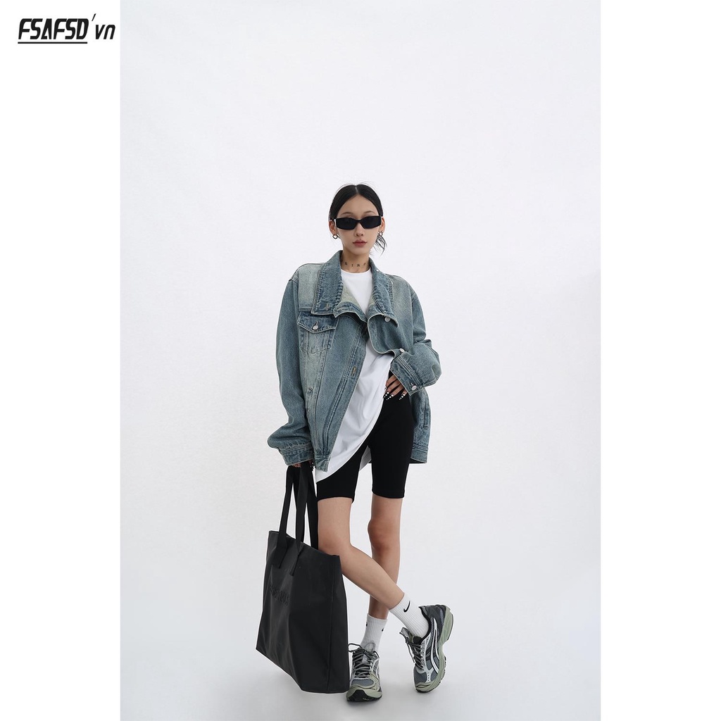 Áo Khoác Denim Dáng Rộng Phong Cách Retro Mỹ Thời Trang Mùa Xuân Mới 2023