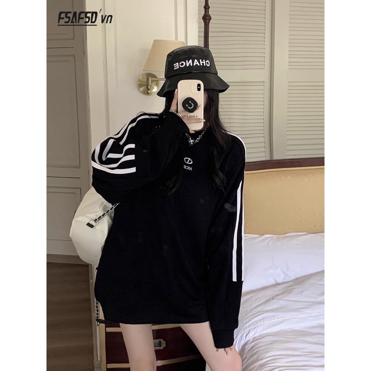 Áo Nỉ Nữ Dài Tay Cổ Tròn Thời Trang Hàn