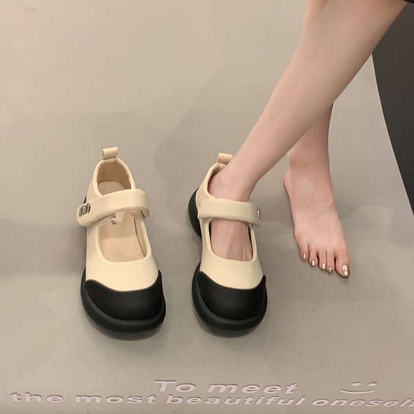 Giày Da Đế Dày Phong Cách Mary Jane Cho Nữ