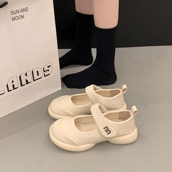 Giày Da Đế Dày Phong Cách Mary Jane Cho Nữ