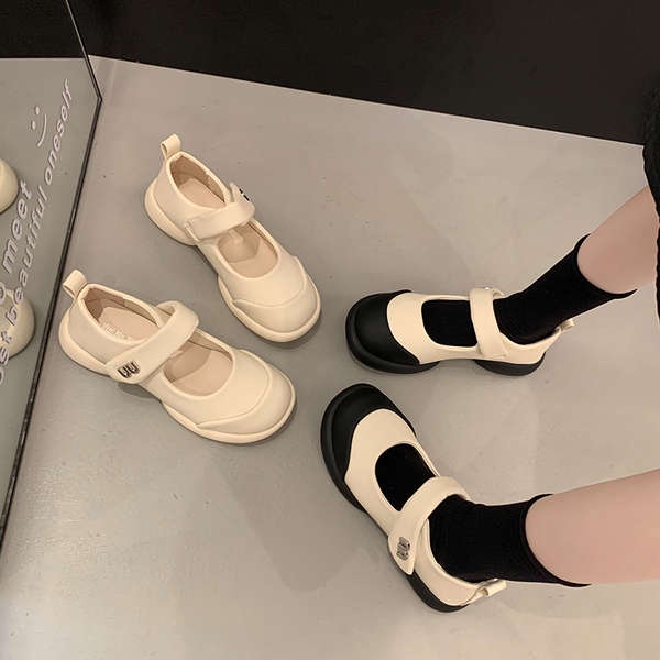 Giày Da Đế Dày Phong Cách Mary Jane Cho Nữ