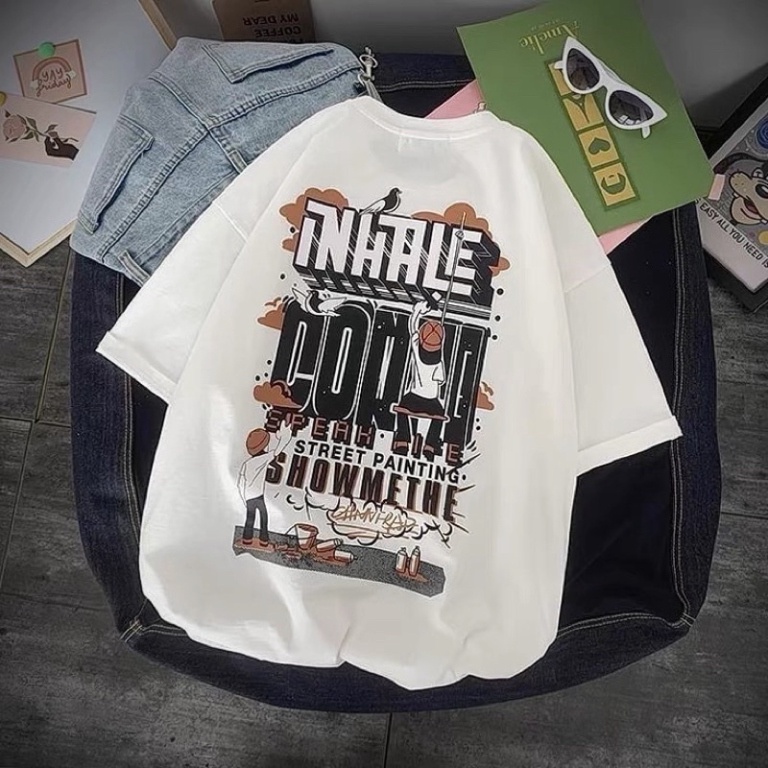 Áo thun tay lỡ nam nữ, áo phông unisex form rộng chất cotton mát mịn thấm hút mồ hôi in hình