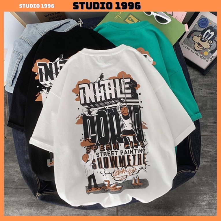 Áo thun tay lỡ nam nữ, áo phông unisex form rộng chất cotton mát mịn thấm hút mồ hôi in hình