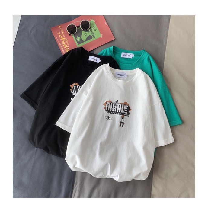 Áo thun tay lỡ nam nữ, áo phông unisex form rộng chất cotton mát mịn thấm hút mồ hôi in hình