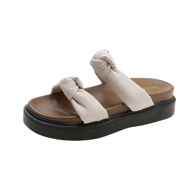 Dép Đế Dày Hở Ngón Đính Nơ Xinh Xắn Thời Trang Mùa Hè Theo Phong Cách Retro Cho Nữ