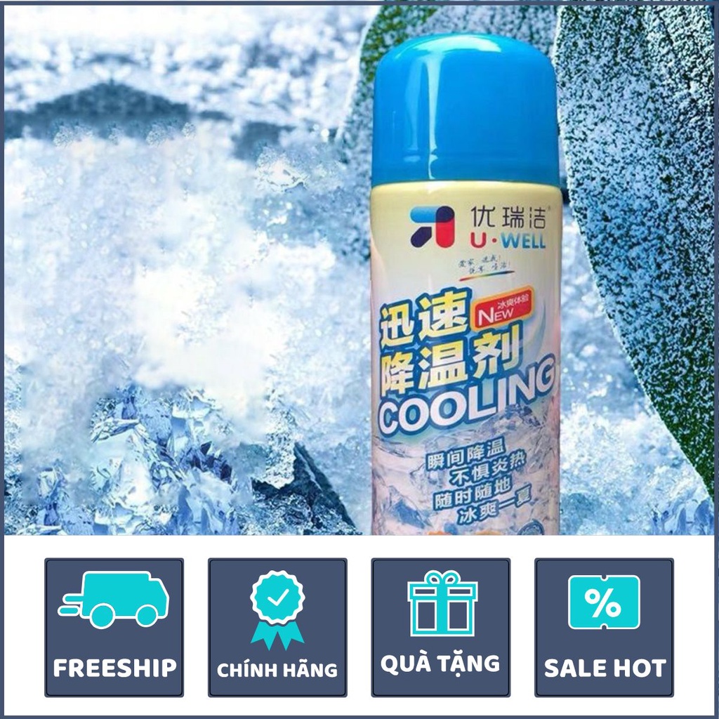 Bình xịt làm lạnh, chai xịt làm mát hạ nhiệt độ bề mặt siêu tốc cực nhanh dung tích 260ml