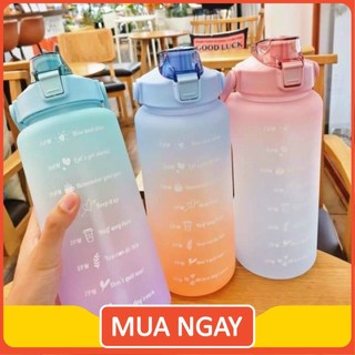 Bình đựng nước sports cup 2l dễ thương có vạch báo giờ uống nướ