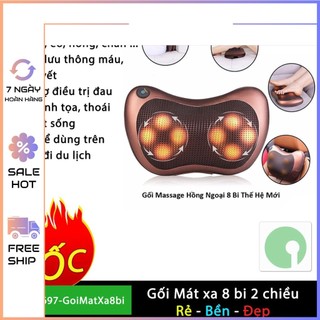 _ gối massage hồng ngoại 8 bi - vỏ nâu _ hàng loại 1