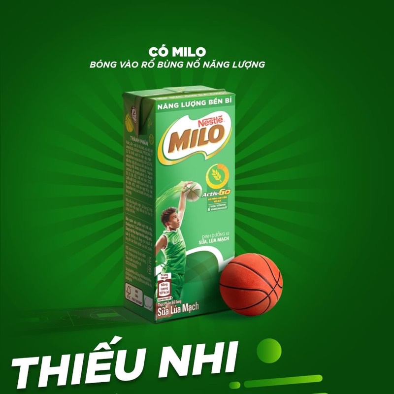 Thùng 48 hộp sữa lúa mạch milo 180ml (48*180ml)