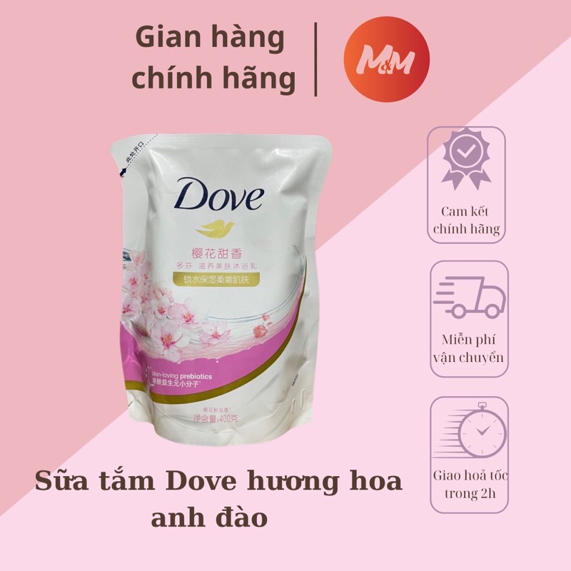 Sữa tắm Dove hương hoa anh đào 400 ml dạng túi