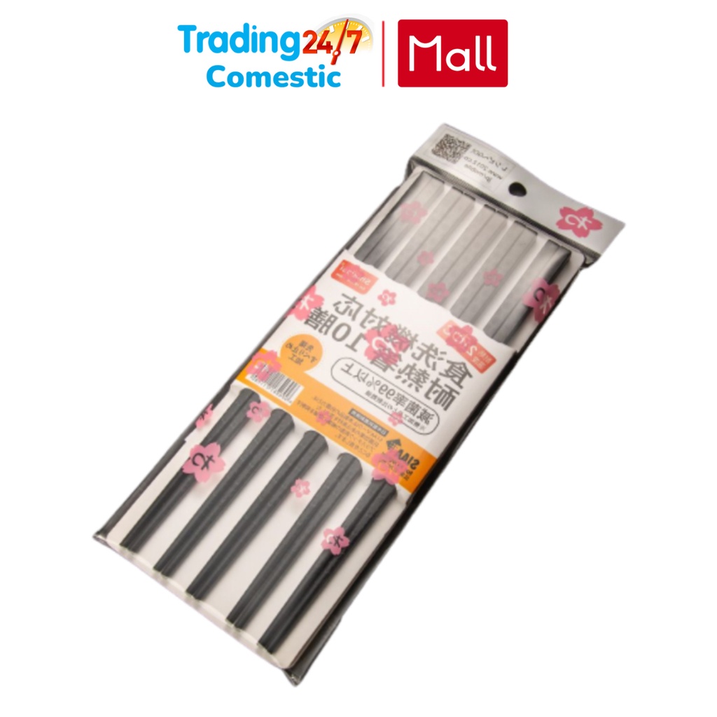 Set 10 đôi đũa kháng khuẩn Shikisai mẫu hoa cúc nội địa Nhật Bản - Kokubo
