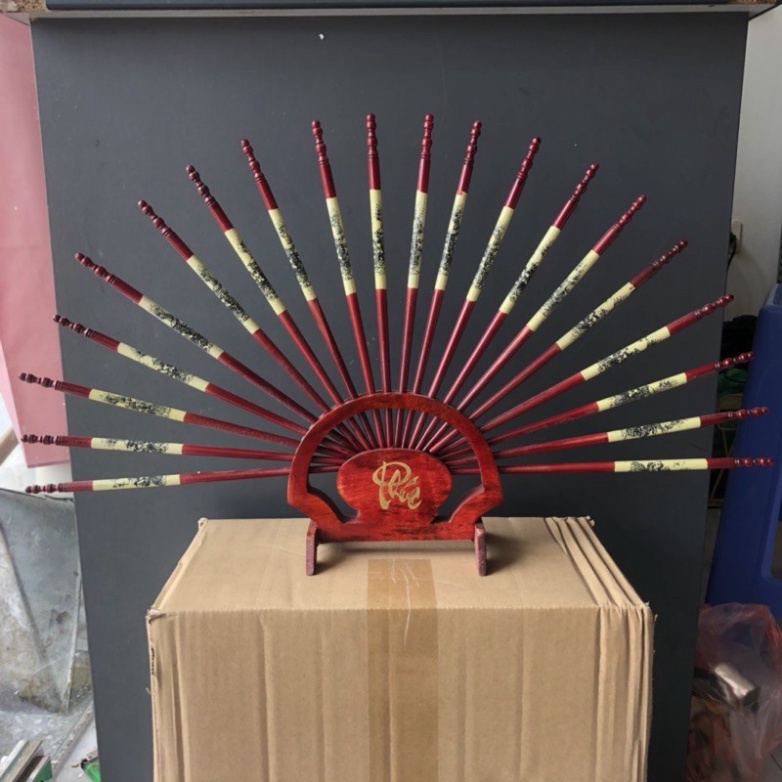 Bộ đũa thờ đũa sứ đũa gỗ kèm chân đế gỗ chữ thư pháp