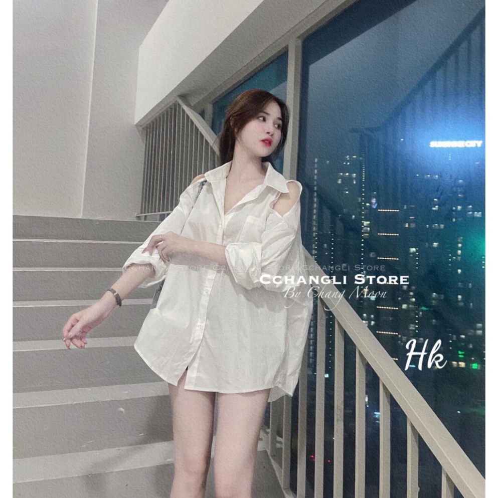 Áo Sơ Mi Nữ hở Vai  oversize Hàng loại 1 Cemos