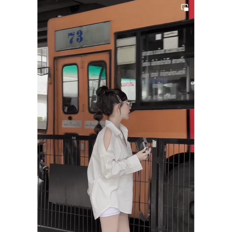 Áo Sơ Mi Nữ hở Vai  oversize Hàng loại 1 Cemos