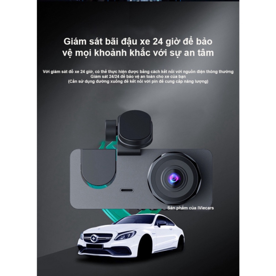Camera hành trình ô tô New Taxi Wifi 3 mắt hình ảnh đảo chiều ghi hình tốc độ cao full HD 1080p hồng ngoại siêu nét