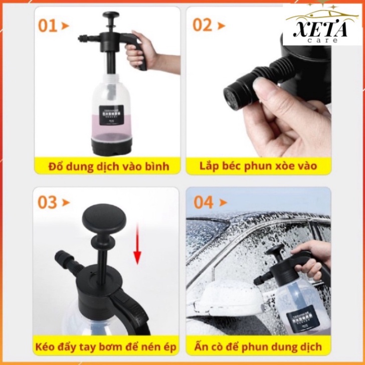 Dung dịch rửa xe không chạm dung tích 200ml kèm bình phun tuyết cầm tay iViecars đánh bay mọi vết bẩn xe ô tô hiệu quả