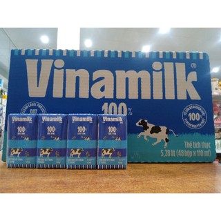 (Date mới) Thùng 48 Hộp Sữa Tươi Tiệt Trùng Vinamilk Ít Đường 110mlx48 hộp.