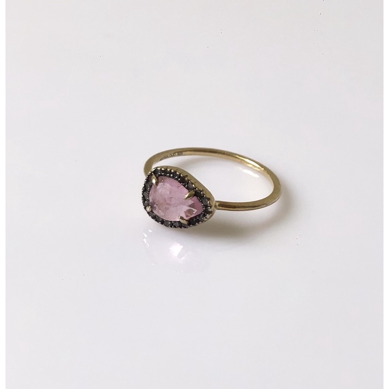 Nhẫn bạc hiệu đá tour đính kim tự nhiên size 17