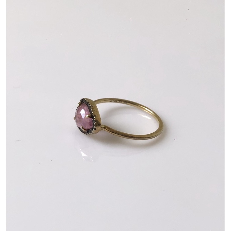 Nhẫn bạc hiệu đá tour đính kim tự nhiên size 17