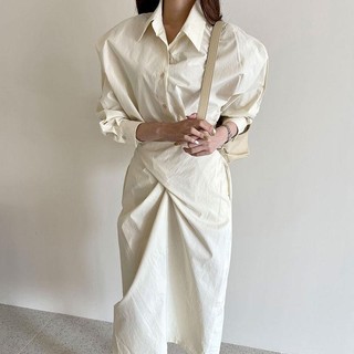 Áo Sơ Mi Eo Cao Xẻ Tà Một Hàng Nút Cài Phong Cách Hàn Quốc Sang Trọng