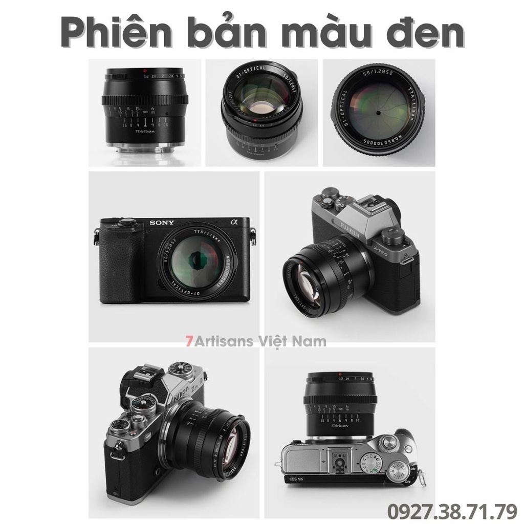 Ống kính TTArtisan 50mm F1.2 chân dung xóa phông cho Sony, Canon EOS M, Canon R, Fujifilm, Nikon Z, Leica L và M4/3