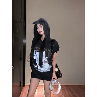 jamaisvu Áo Thun Không Tay Có Mũ Trùm Dáng Rộng Phong Cách Hàn Quốc Thời Trang Mùa Hè Hàng Mới Dành Cho Bạn Nữ