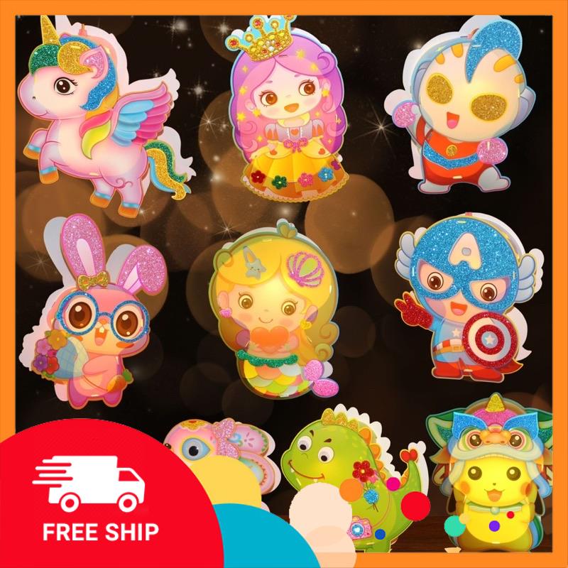 Đèn lồng Trung thu 2023 dễ thương hoạt hình tự lắp ráp cho bé, đèn LED có nhạc - ToyStore