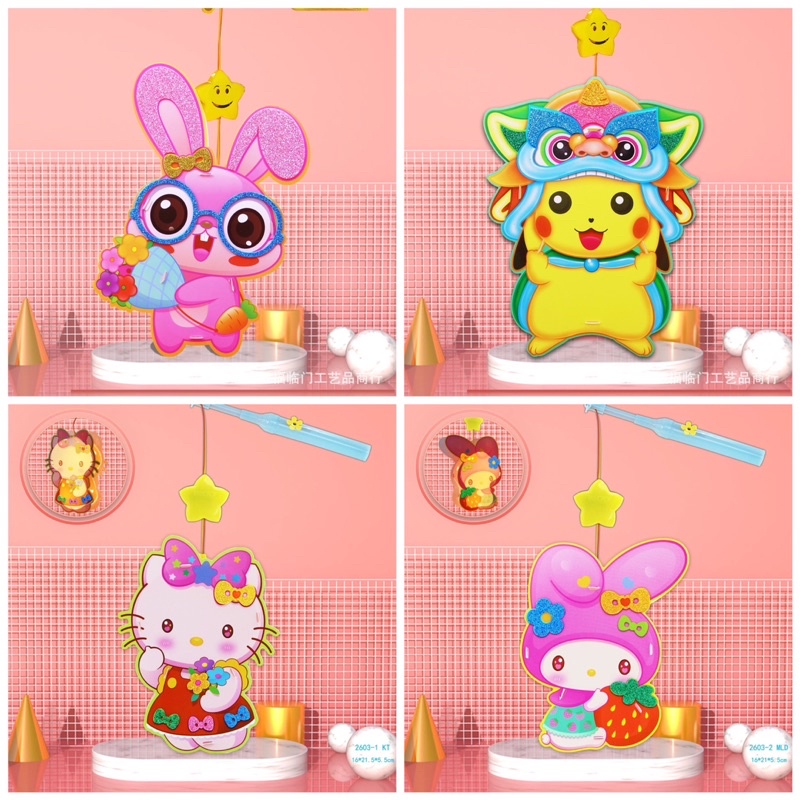 Đèn lồng Trung thu 2023 dễ thương hoạt hình tự lắp ráp cho bé, đèn LED có nhạc - ToyStore