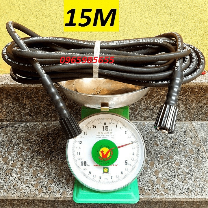 Dây rửa xe 10m, 15m, 20m, Dây rửa xe áp lực cao lõi thép ren 22mm