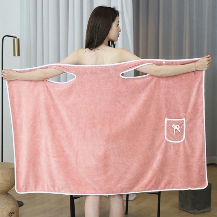 Khăn Tắm Hai Dây Có Túi Bằng Vải Cotton Dày Dặn Mềm Mịn Siêu Thấm Hút🍀FREESHIP🍀Khăn tắm 2in1 kèm áo choàng tắm