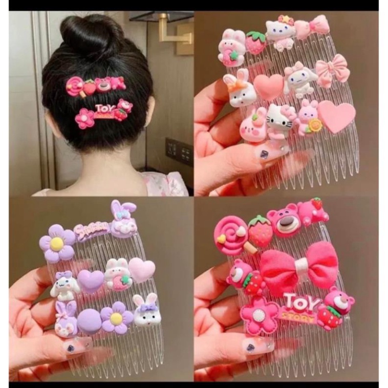 Set 3 Xược Tóc Hoạ Tiết Hoạt Hình Gấu Dâu Siêu Xinh Cho Bé🍀FREESHIP🍀Bờm tóc,Kẹp toc gấu lotso cho bé