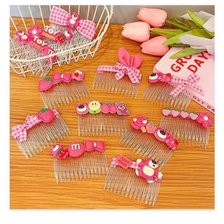 Set 3 Xược Tóc Hoạ Tiết Hoạt Hình Gấu Dâu Siêu Xinh Cho Bé🍀FREESHIP🍀Bờm tóc,Kẹp toc gấu lotso cho bé