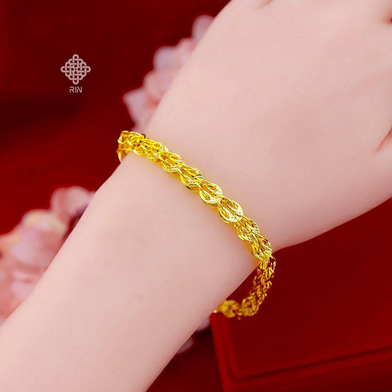 Lắc tay titan, Vòng tay titan kiểu dáng đuôi phụng màu vàng trắng và vàng 18k, trangsucmoiluatuoi.RIN