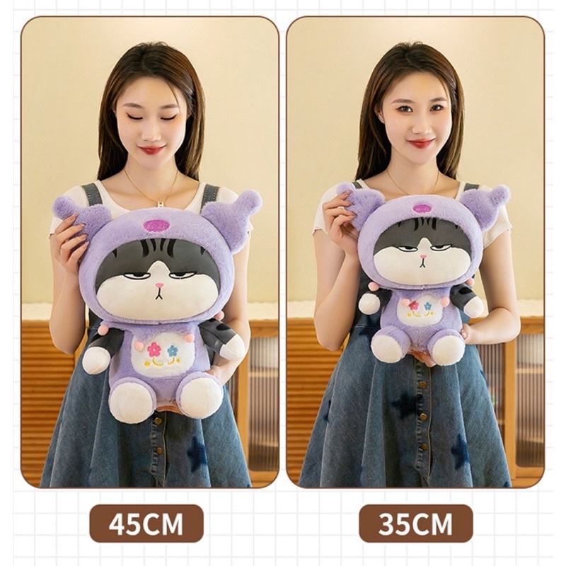 ‼️ Xả kho giá sốc ‼️ Mèo hoàng thượng cosplay kuromi pikachu gấu trúc thỏ - Mèo bông mặt quạo đội mũ hình thú cực đẹp