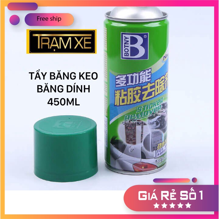 Chai xịt tẩy băng keo, băng dính Botny 450ml, sử dụng trên mọi bề mặt nhanh chóng, sạch sẽ, tiện lợi