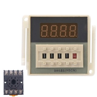 Timer điện tử DH48S-2Z delay time relay 8 chân tròn cài đặt thời gian từ 0.1S đến 99H điện áp 220VAC kèm chân đế PF083A