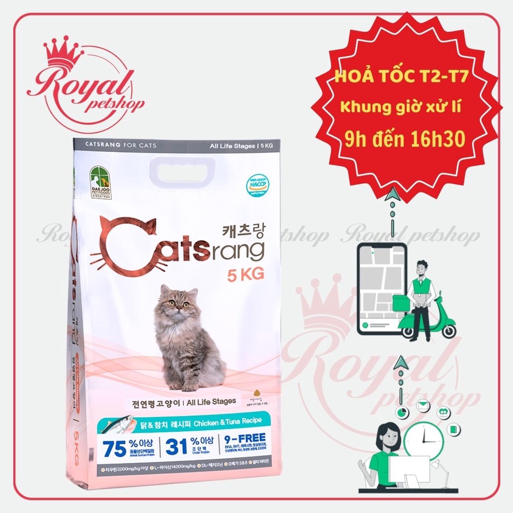 Thức ăn hạt cho mèo mọi lứa tuổi Catsrang 5kg Hàn Quốc - Bao bì mới