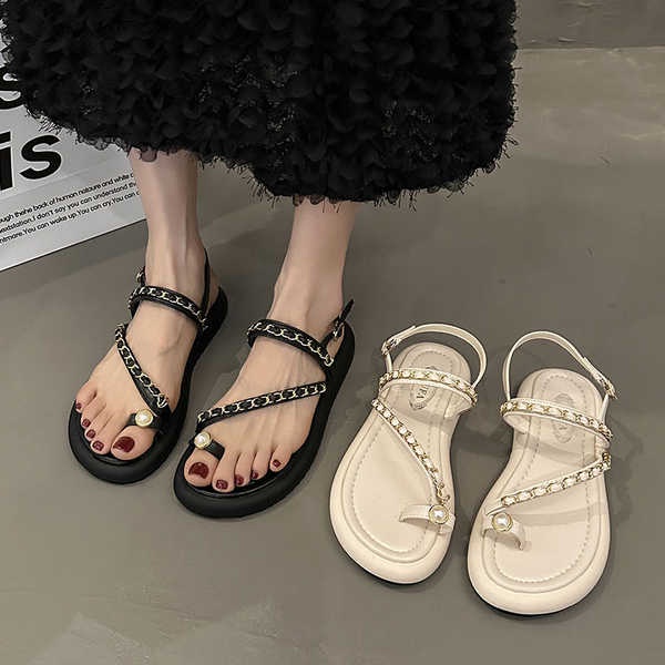 Giày Sandal Đế Dày Đính Ngọc Trai Thời Trang Mùa Hè Dành Cho Nữ