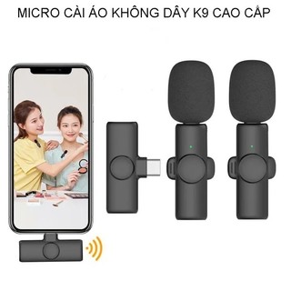 Bộ 2 mic thu âm cho điện thoại mic thu âm k9 pro cho điện thoại làm youtuber, vlog, livestream