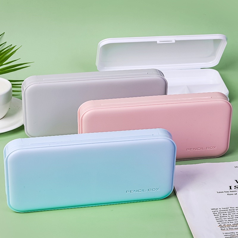 Hộp bút nhựa 3 ngăn màu Pastel