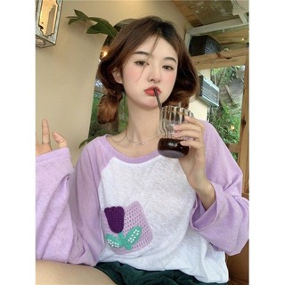 Jiashucheng Áo Thun Tay Dài Dáng Rộng Mỏng Màu Sắc Tương Phản Thời Trang Mùa Hè Cho Nữ
