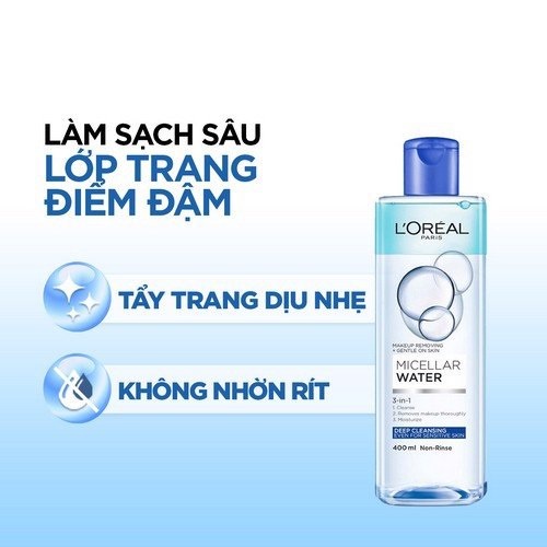 Nước Tẩy Trang 3 In 1 Micellar Làm Sạch Sâu L'Oréal Paris 400ml